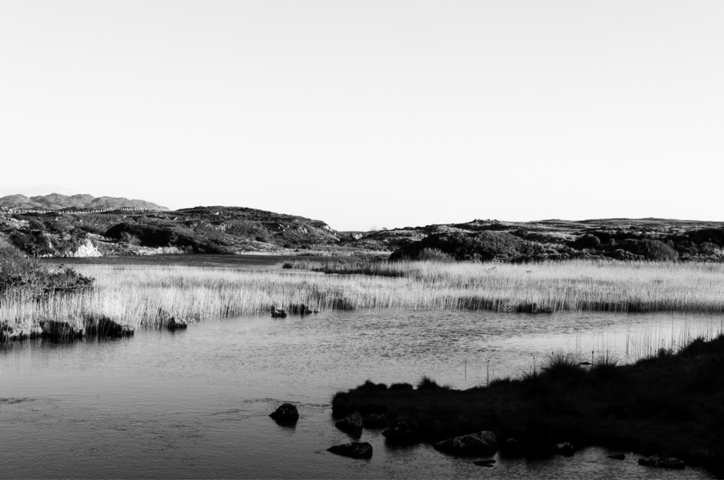 Ireland, Irlande, black and white, bw, connemara, house, lac, lake, lande, maison, monochrom, monochrome, moor, noir et blanc, paysage landscape