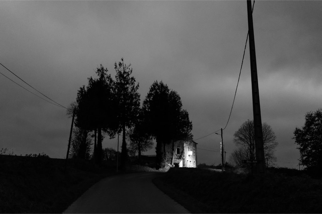 arbre, black and white, bretagne, brittany, bw, diaoul, gaslight, house, lampadaire, maison, monochrom, monochrome, noir et blanc, pole, poteau, road, route, tree